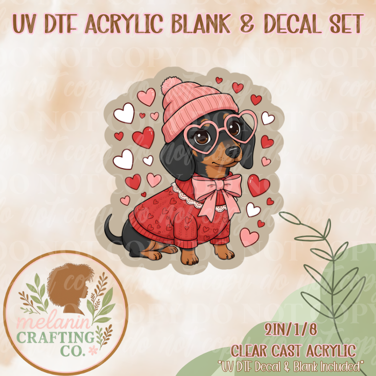 Dachshund Love UV DTF Acrylic Blank & Decal Set