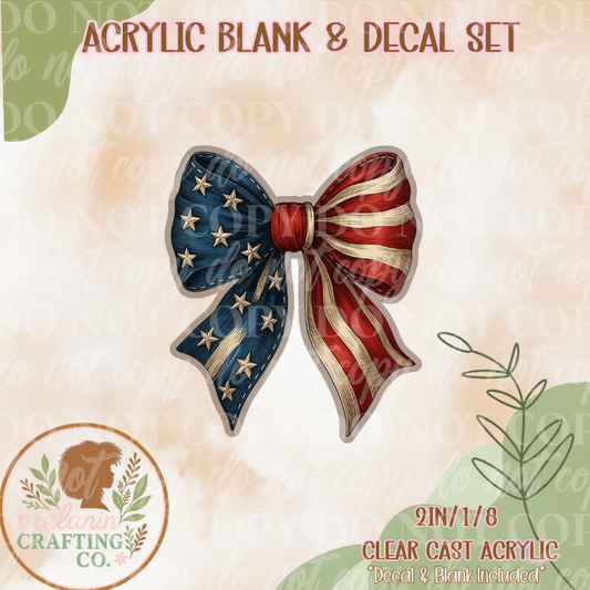 Stripes Bow Acrylic Blank & Decal Set