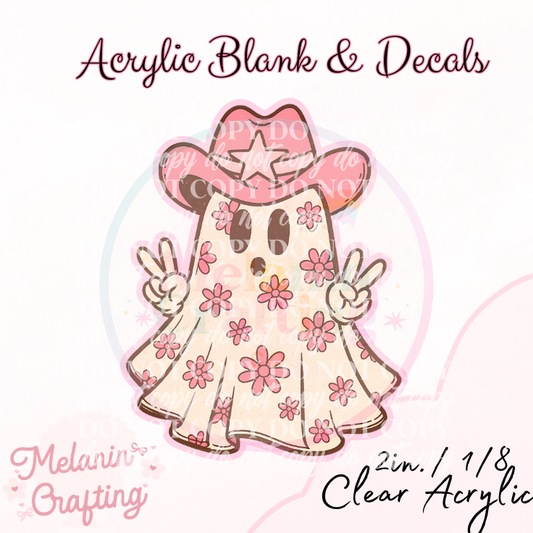 Ghost Halloween Cowgirl Acrylic Blank & Decal Set