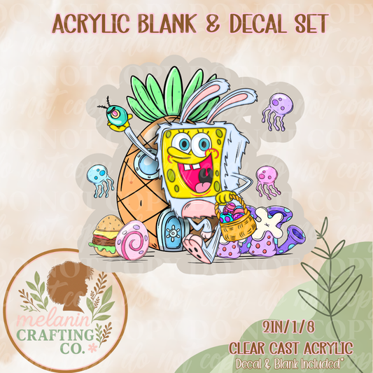 Easter Sponge UV Dtf Acrylic Blank & Decal Set