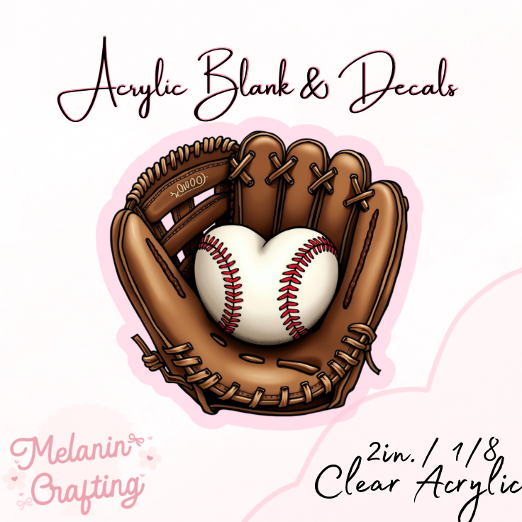 Heart Baseball Acrylic Blank & Decal Set