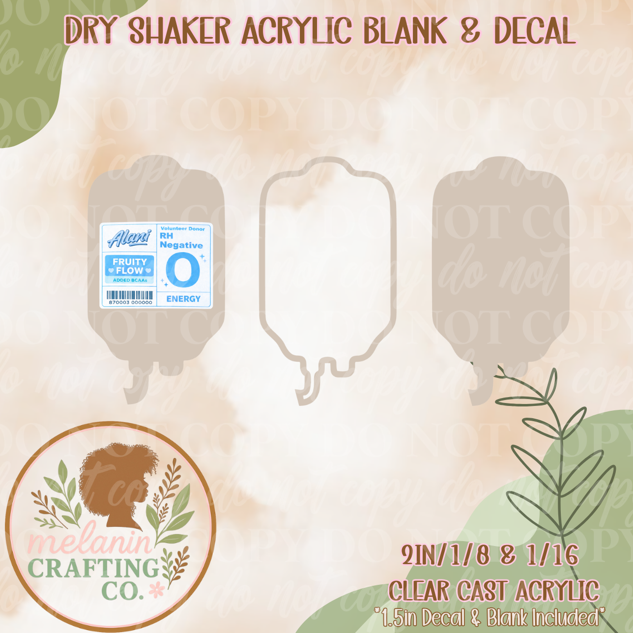 Energy Drink IV Bag Acrylic Blank & Shaker Set
