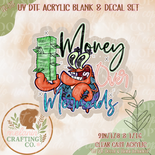 Money Over Mermaids UV DTF Acrylic Blank Set