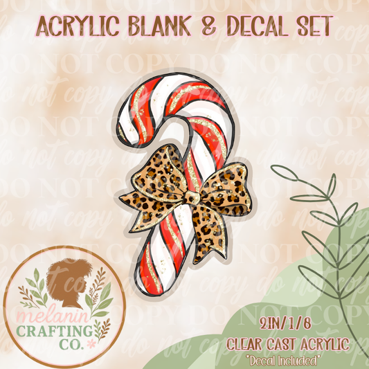 Leopard Candy Cane Acrylic Blank & Decal Set