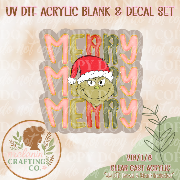 Merry Merry Merry UV DTF Acrylic Blank & Decal Set