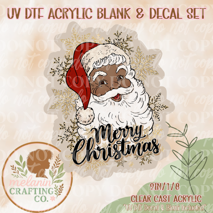 Santa Merry Christmas UV DTF Acrylic Blank & Decal Set