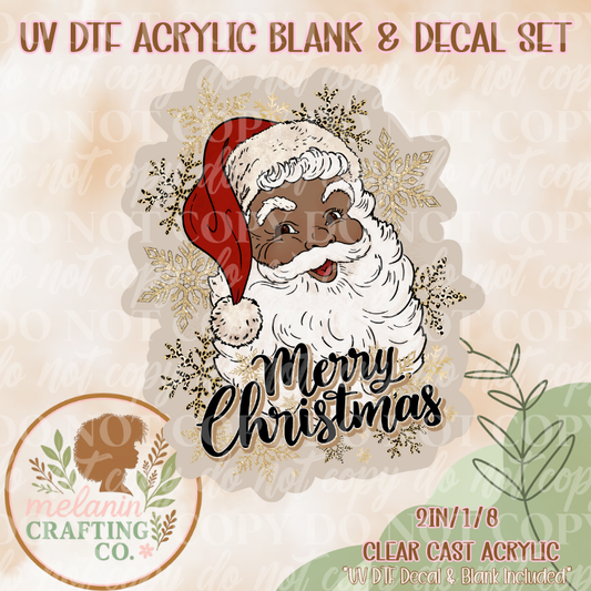 Santa Merry Christmas UV DTF Acrylic Blank & Decal Set