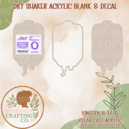 Energy Drink IV Bag Acrylic Blank & Shaker Set
