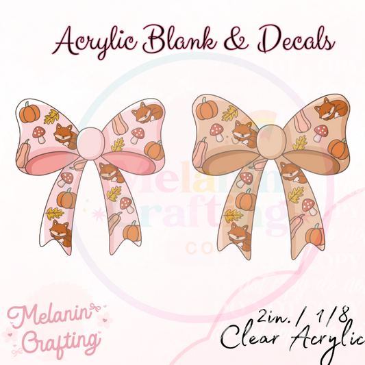 Fall Fox Bow Acrylic Blank & Decal Set