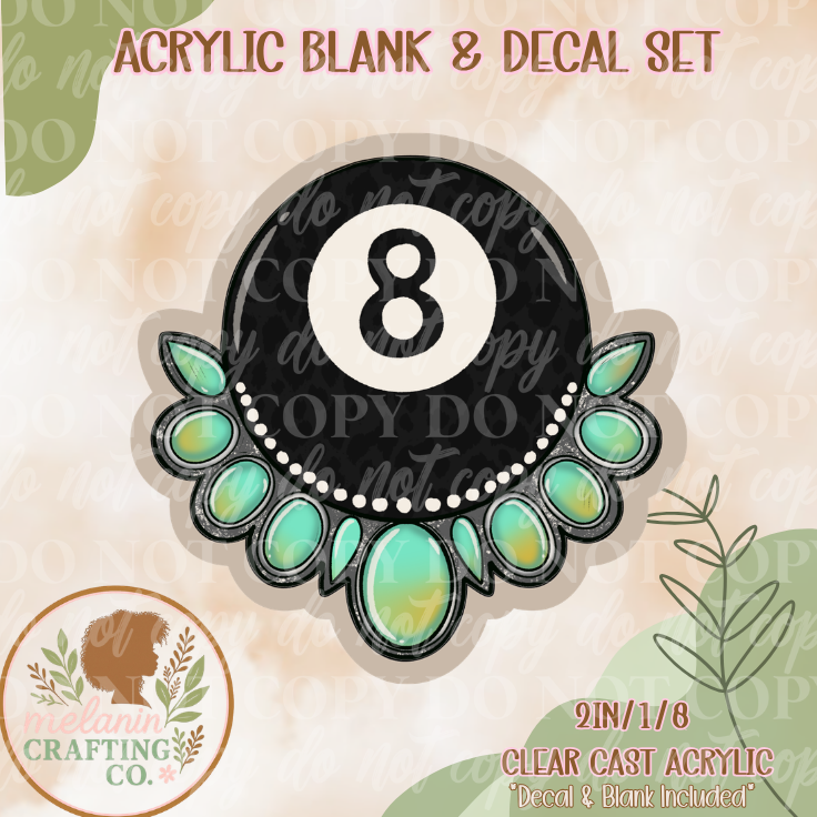 Western Eightball Acrylic Blank & Decal Set