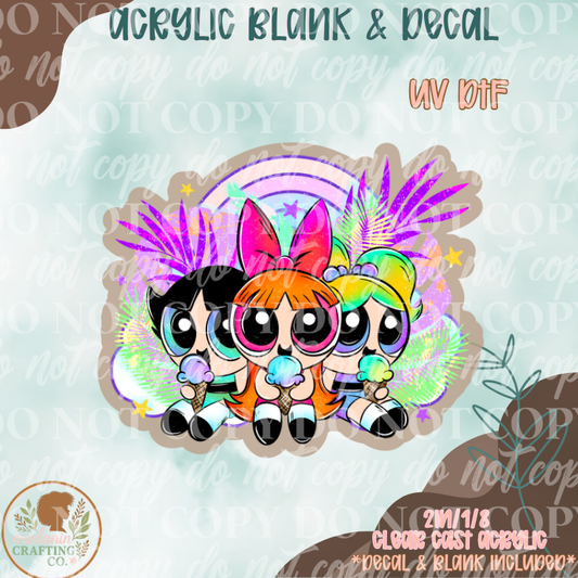 Tropical Puff Girls UV DTF Acrylic Blank Set