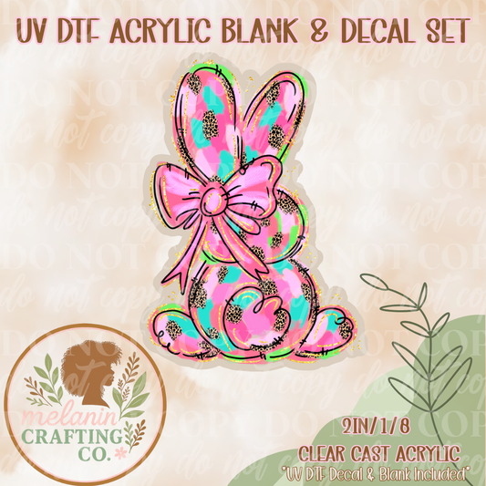 Sugar Bow Bunny UV Dtf Acrylic Blank & Decal Set