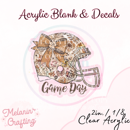 Floral Football Acrylic Blank & Decal Set
