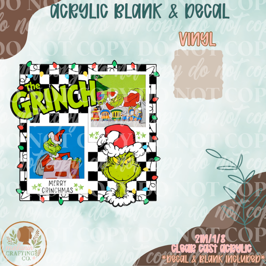 Checkered Green Guy Acrylic Blank & Decal Set