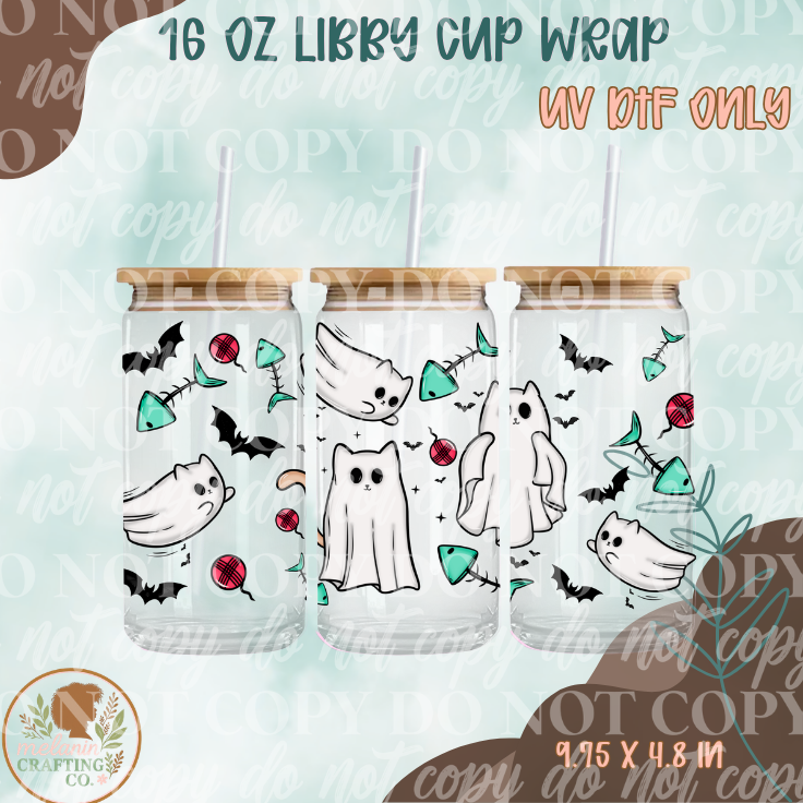 Cat Ghosties 16 oz UV DTF