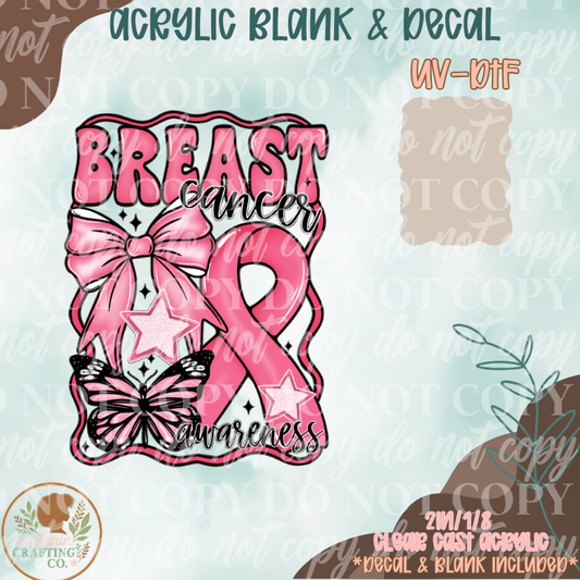 Breast Cancer Awarness Pink UV DTF Acrylic Blank Set
