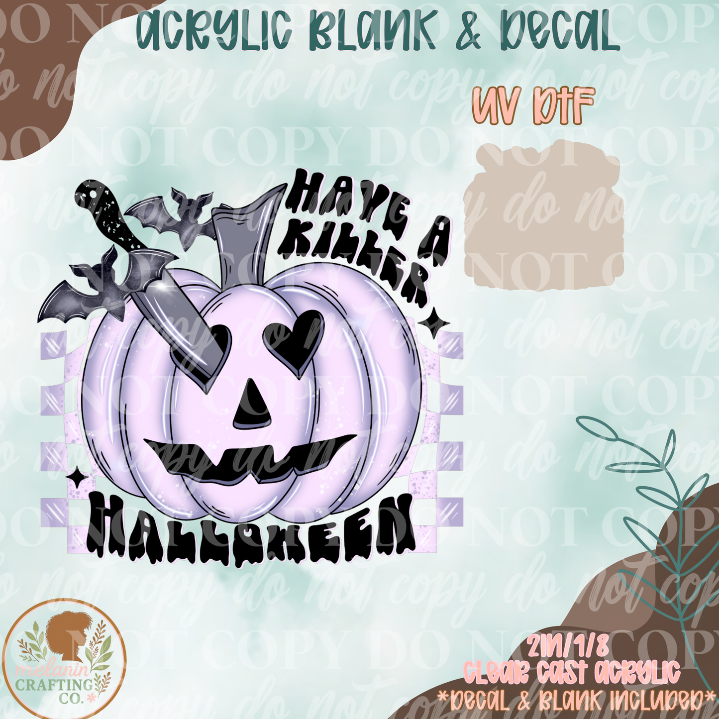 Killer Halloween Pumpkin UV DTF Acrylic Blank Set