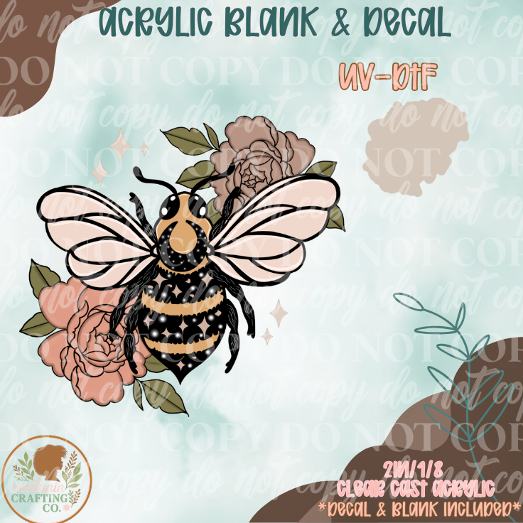 Floral Mystical Bee UV DTF Acrylic Blank Set