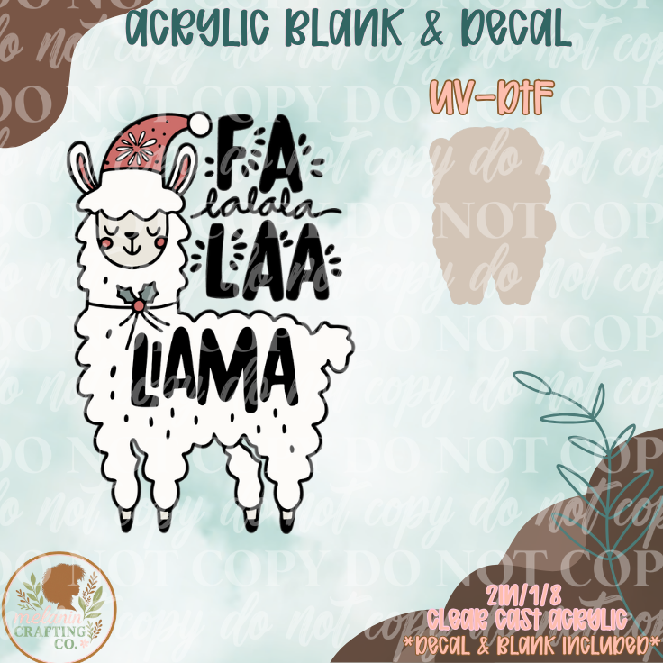 FESTIVE LLAMA UV DTF Acrylic Blank Set