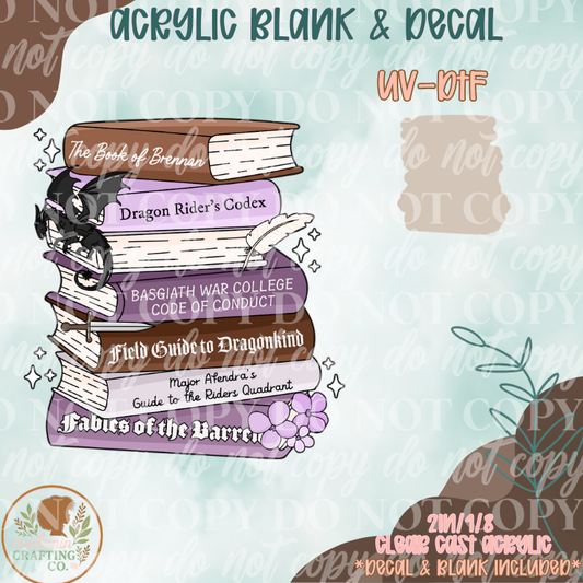 Fourth Wing Book Stack UV DTF Acrylic Blank Set
