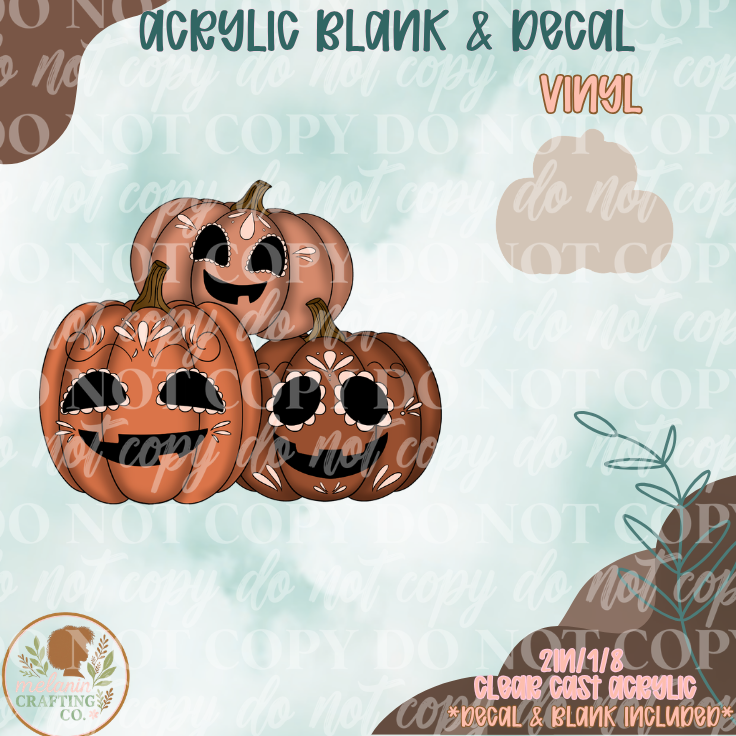 Talavera Pumpkins Acrylic Blank & Decal Set
