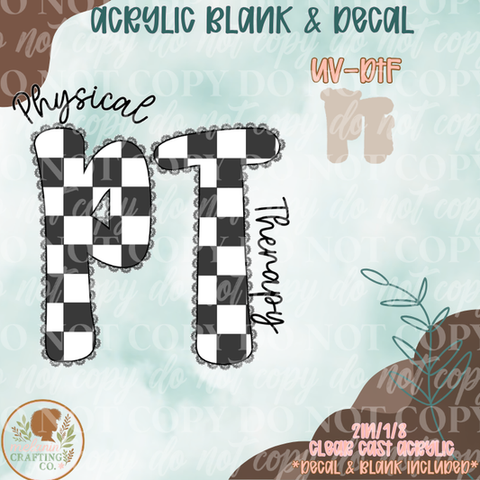 PT Checkered UV DTF Acrylic Blank Set