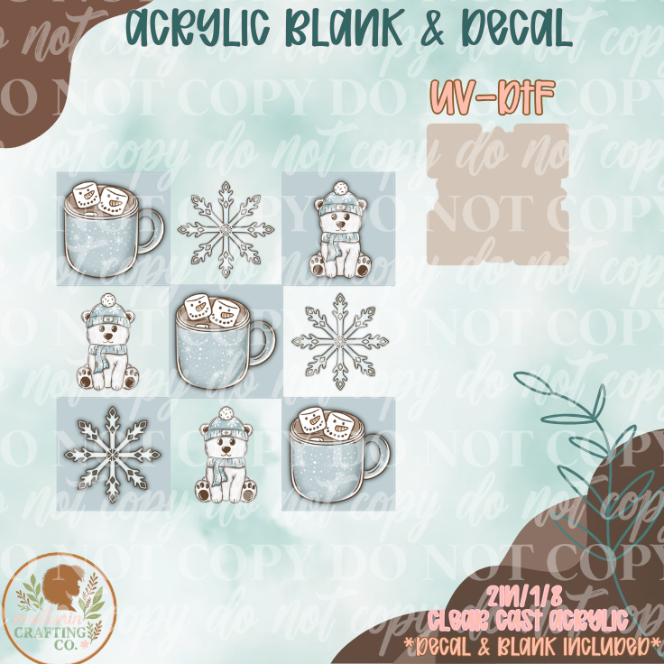 Checkered Winter UV DTF Acrylic Blank Set