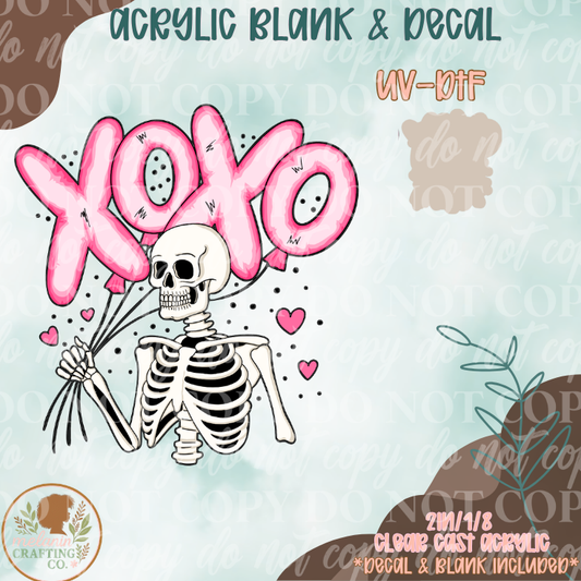 XOXO Pink Skeleton UV DTF Acrylic Blank Set
