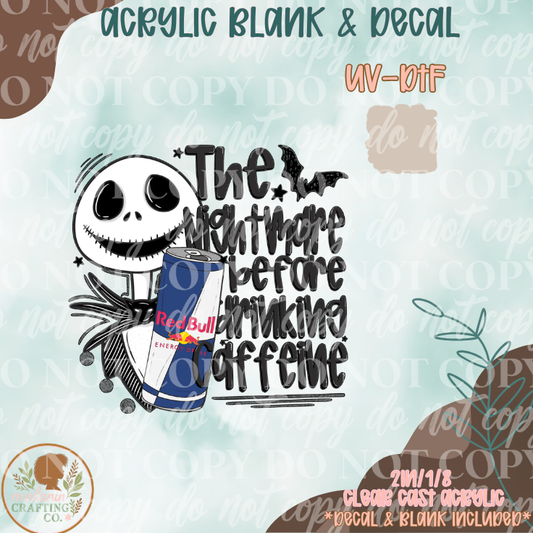 Nightmare Before Energy Drink UV DTF Acrylic Blank Set