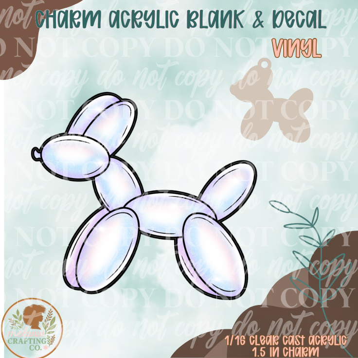 Iridescent Balloon Dog Charm & Decal Set