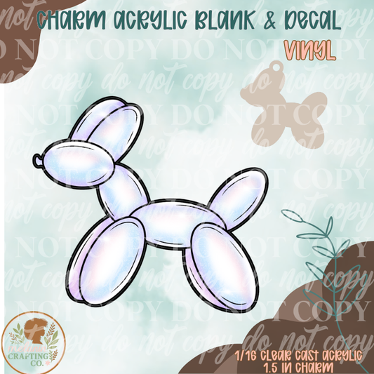Iridescent Balloon Dog Charm & Decal Set