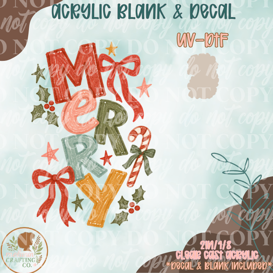 Merry Festive  UV DTF Acrylic Blank Set