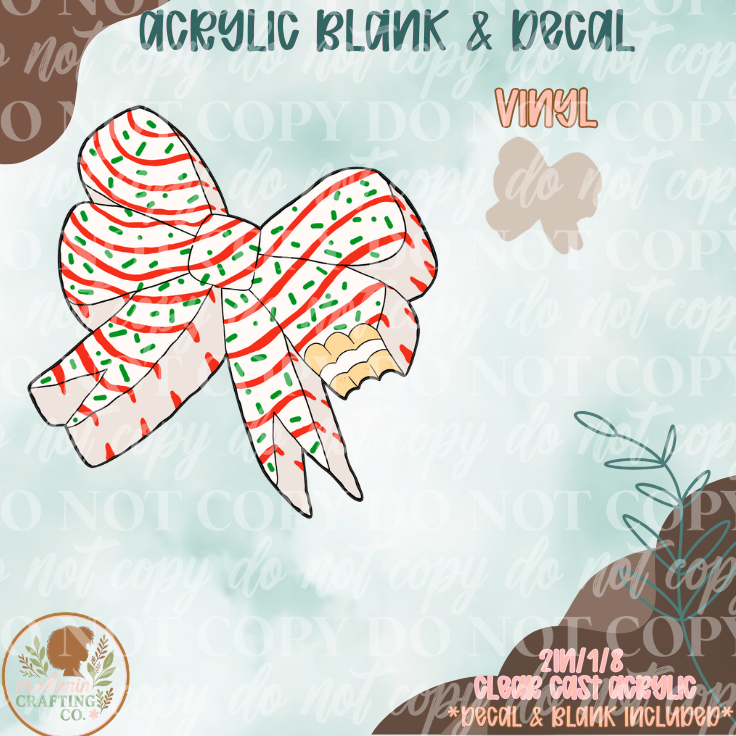 Christmas Bow Cake Acrylic Blank & Decal Set
