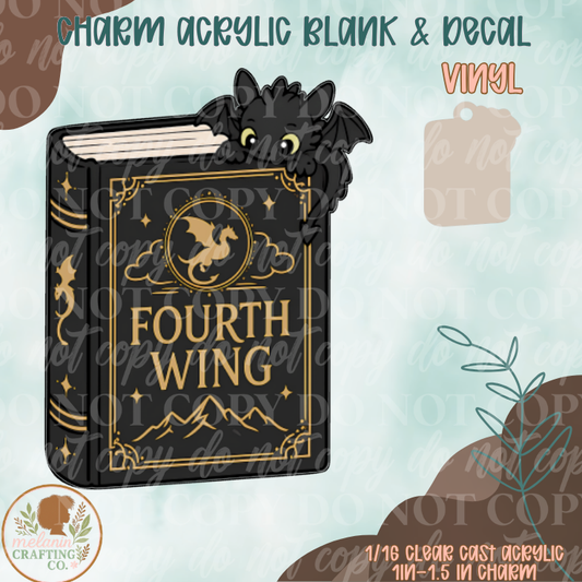 Fourth Wing Dragon Book Charm & Decal Set