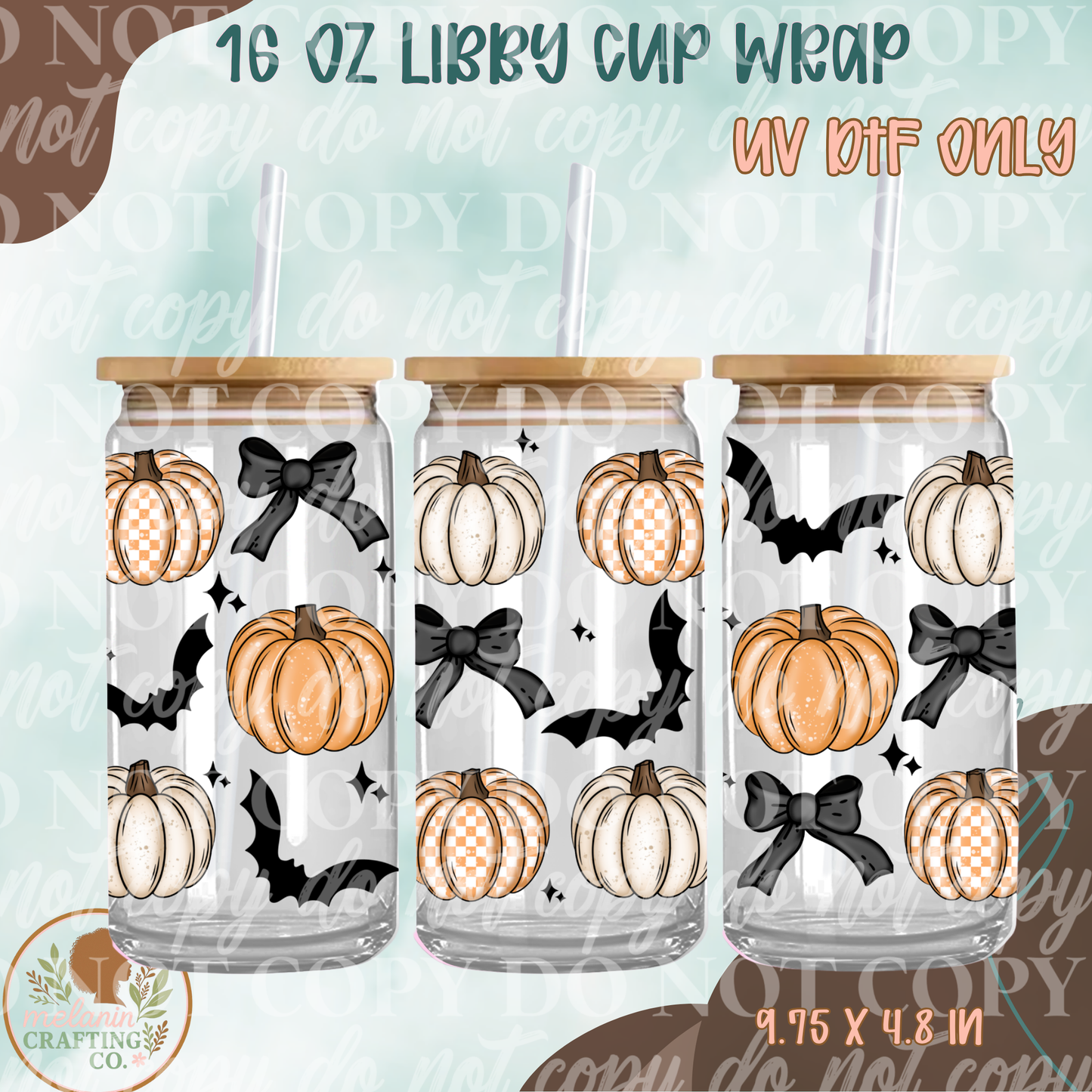 Pumpkin bow 16 oz UV DTF