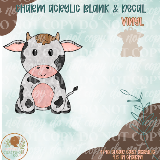 Fuzzy Cow Charm & Decal Set