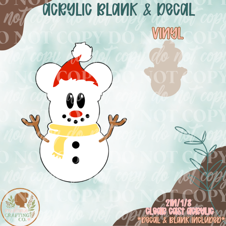 Snowman Mouse Acrylic Blank & Decal Set