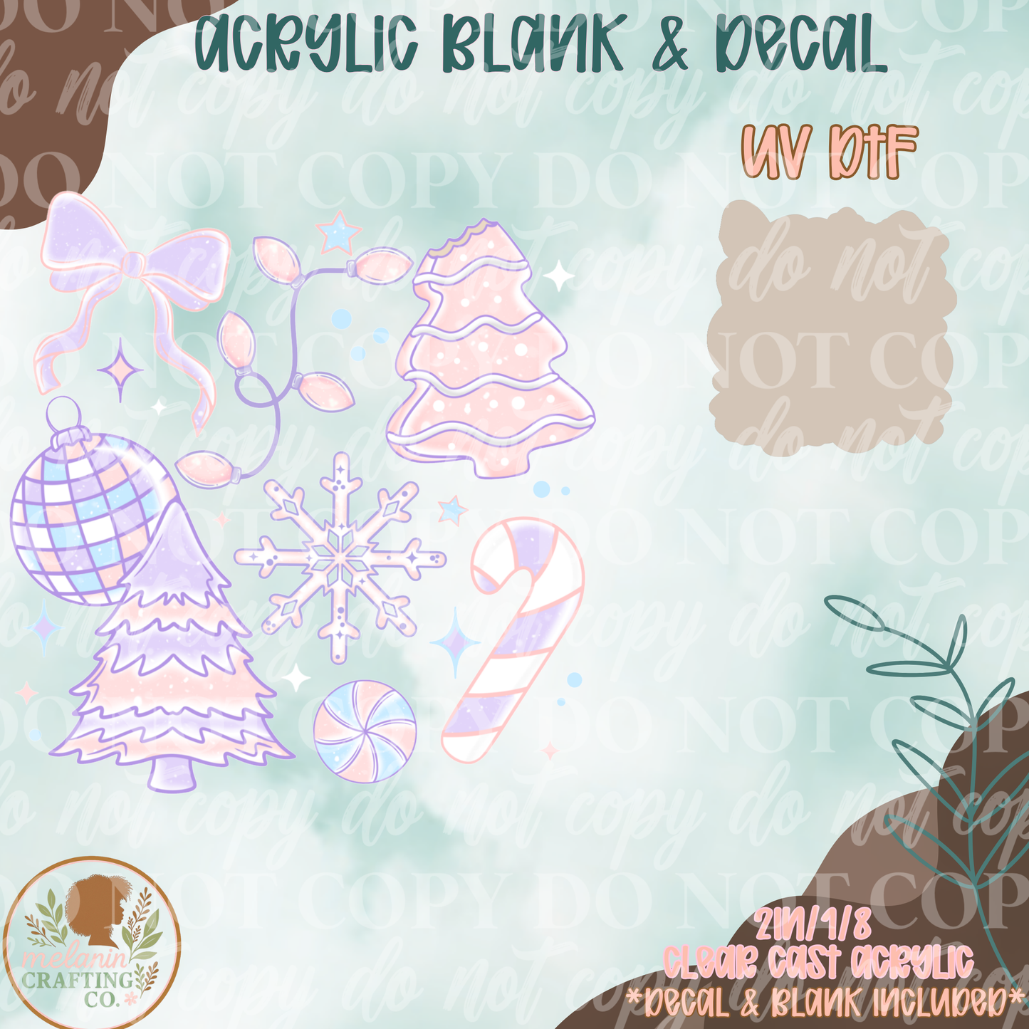 Pastel Winter Collage UV DTF Acrylic Blank Set