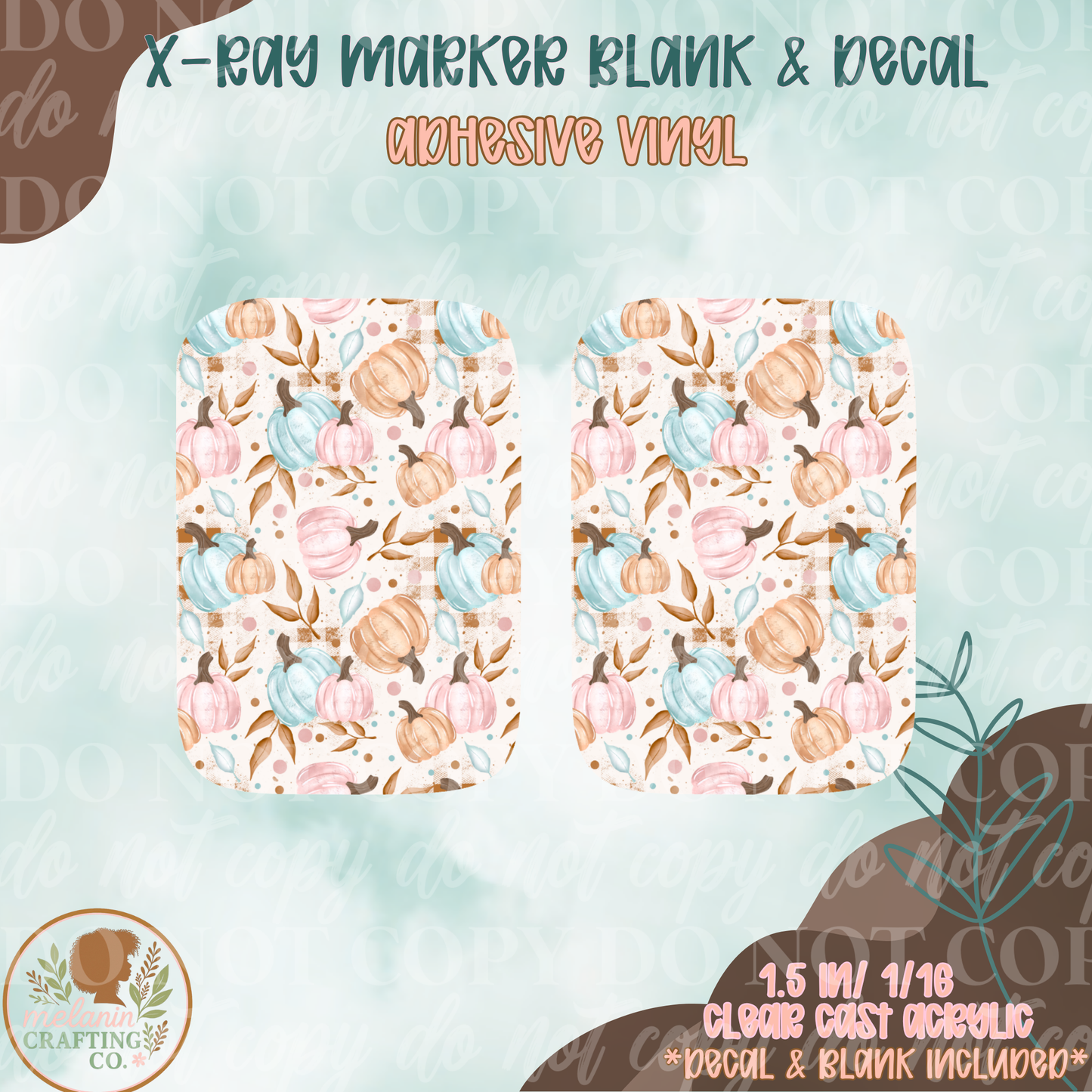 Pastel Thankful Pumpkin X-Ray Markers (Decal Included)