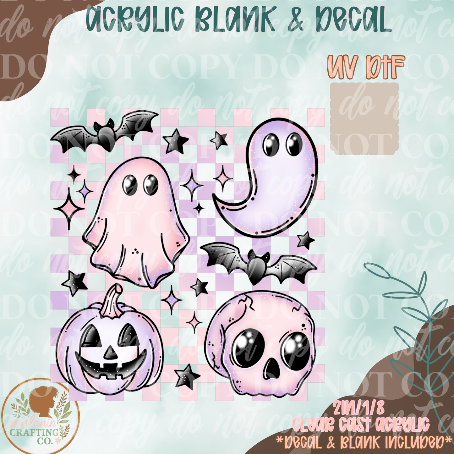 Spooky Skulls Pastel UV DTF Acrylic Blank Set