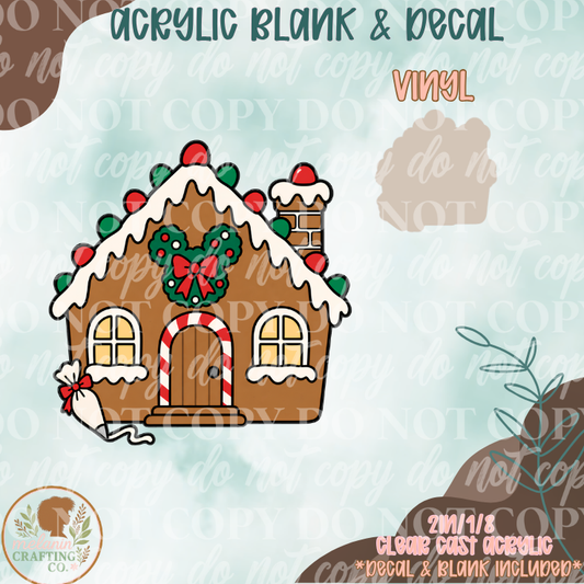Mouse Gingerbread House Acrylic Blank & Decal Set