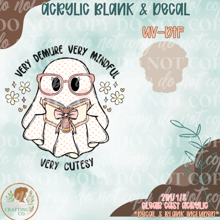 Very Cutesy Ghost Reader UV DTF Acrylic Blank Set