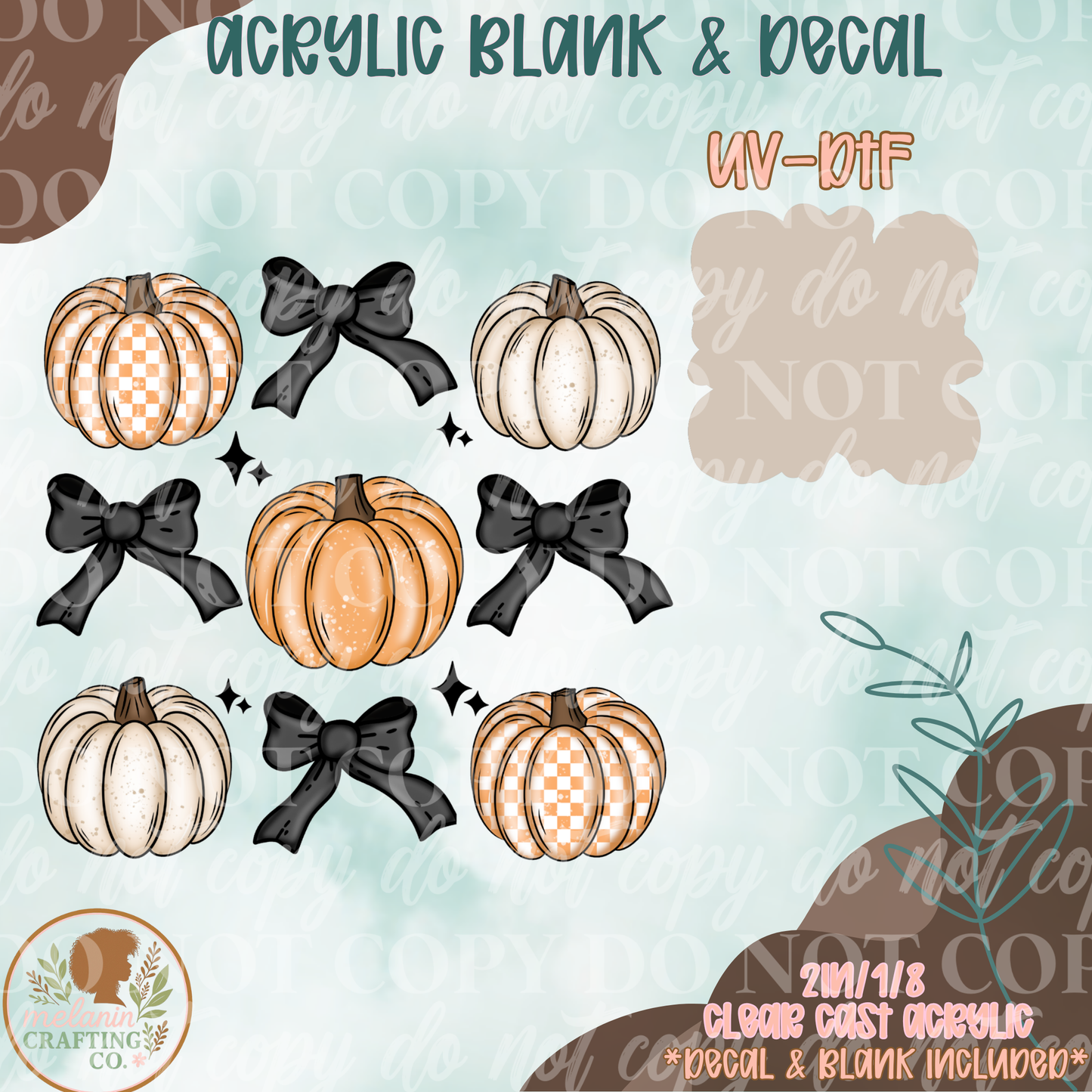 Pumpkin bows Collage UV DTF Acrylic Blank Set