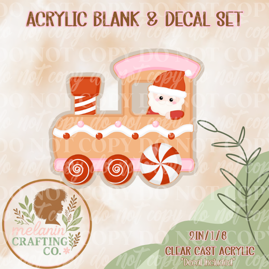 Peppermint Train Acrylic Blank & Decal Set