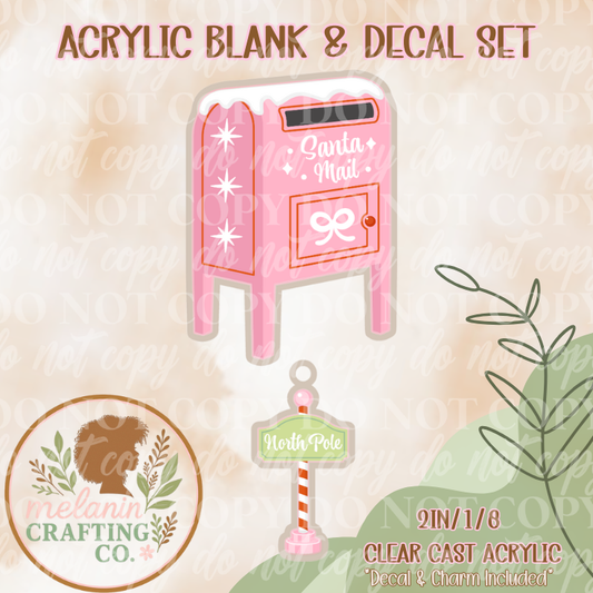 Santa Mail Acrylic Blank & Decal Set (Charm Included)