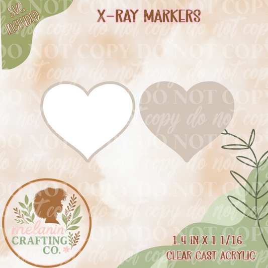Heart X-Ray Marker Acrylic Blank (No Decal Included)