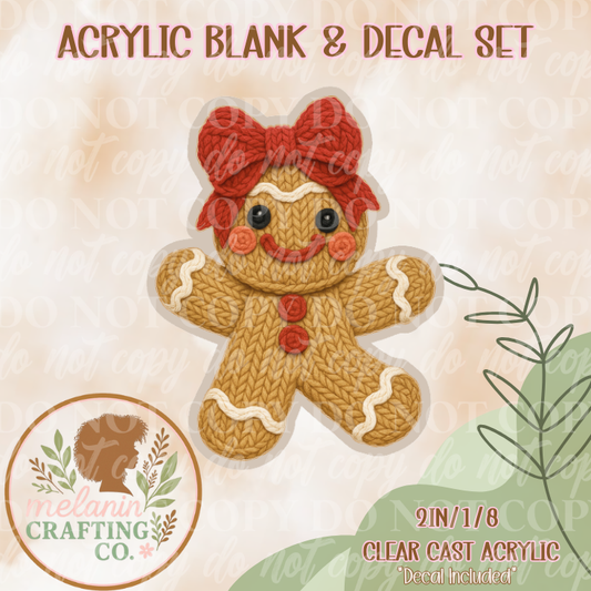 Yarn Gingerbread Acrylic Blank & Decal Set