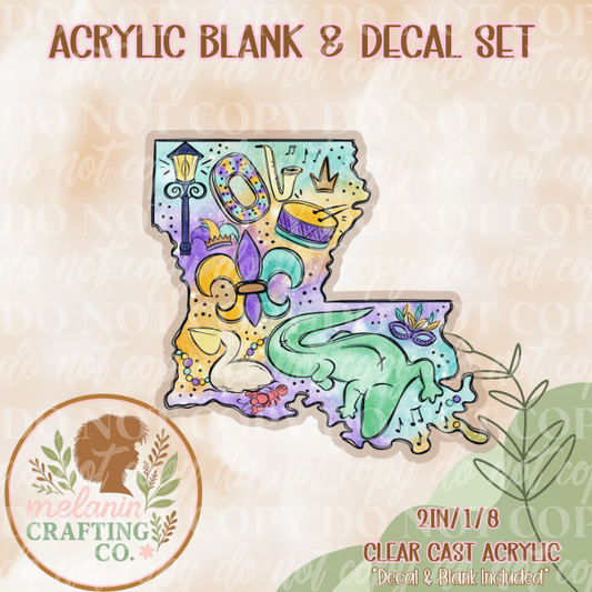 Bayou Mardi Gras Acrylic Blank & Decal Set