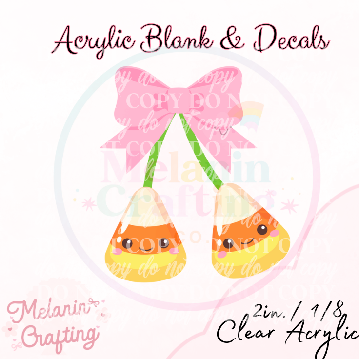 Candy Corn Bow Acrylic Blank & Decal Set