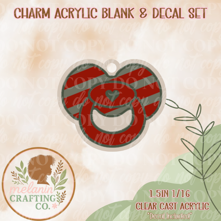 Teddy Pacifier Charm & Decal Set